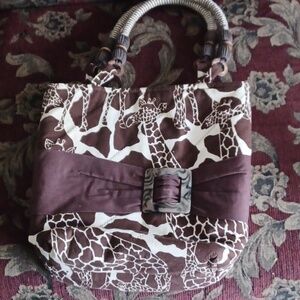 Giraffe Print Purse, quilted, 12x12x4